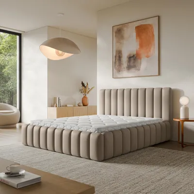 Produktbild von Masseno Polsterbett TEBA 200x200 cm, Polsterbett mit Bettkästen -Beige, PAROS 02