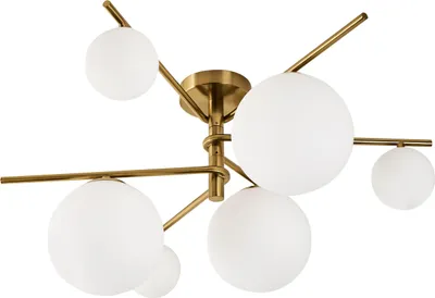 Produktbild von BELIANI Deckenleuchte Gold und Weiß Metall mit Glasschirmen Kugelform Eleganter Glamouröser Stil Deckenlampe für Wohnzimmer Schlafzimmer Flur