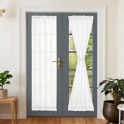 Produktbild von Türvorhang Weiß Blickdicht Französischer Gardinen Vorhang Scheibengardine für Terrassen und Glastür Fenster, 1 Stück, B132x183cm