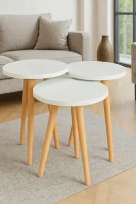 Produktbild von Skye Decor, Hochwertiger Nesting Tisch (3 Teile) - Saphir Eiche, 100% Melamin