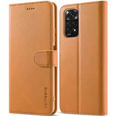 Obrázek produktu pro Pouzdro pro Xiaomi Redmi Note 11S/Note 11 4G, kožené flipové pouzdro s magnetickým uzávěrem a stojánkem, ochranné pouzdro Žluť