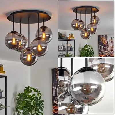 Produktbild von Fossobiubo Deckenlampe aus Metall/Glas in Schwarz/Rauchfarben