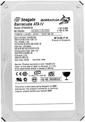 A label on a hard drive.