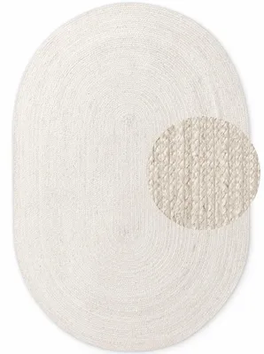 Image de 160x230 ovale cm Pièce tapis Jute Tressé 106321 Blanc ovale