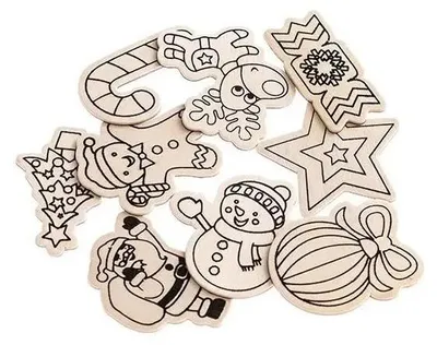 Produktbild von Holzdekorationen mit Magnet, 4–6 cm, 9 Stück – Dalprint