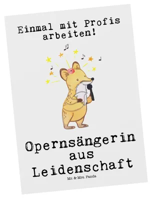 Produktbild von Mr. & Mrs. Panda Postkarte Opernsängerin Leidenschaft - Weiß - Geschenk, Ansichtskarten, Ansichtskarte, Grußkarte, Motivkarte, Postkarten