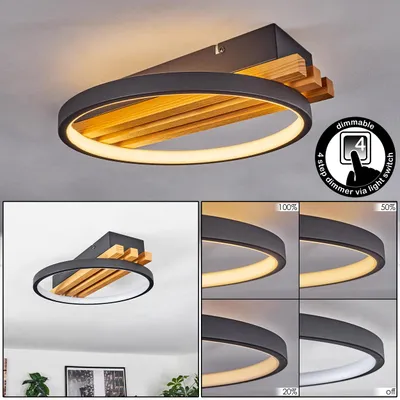 Produktbild von Caces Deckenlampe aus Metall/Holz/Kunststoff in Schwarz/Natur/Weiß