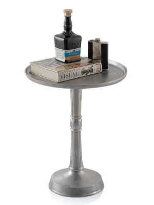 Produktbild von Beistelltisch Metall rund Dekotisch Adlon mit Design Mittelfuß Aluminium silber