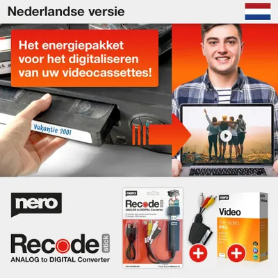 Zdjęcie produktu dla Konwerter VHS na USB z oprogramowaniem do edycji wideo, kompatybilny z systemem Windows 11/10
