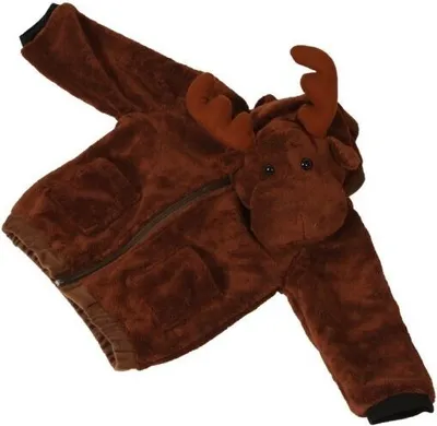 Produktbild von Deluxe Elch Jacke für Kinder Elchjacke Kinderjacke Plüsch braune Tierjacke Tier Tiere Kind Kinder braun Kapuze Kapuzenjacke Gr. 116