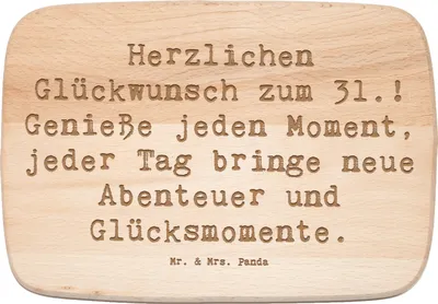 Produktbild von Mr. & Mrs. Panda vesperbrett Spruch 31. Geburtstag - Transparent - Geschenk, Schneidebrett, Herzlichen Glückwunsch, neue Abenteuer, Frühstücksbrettchen, schneidbrett