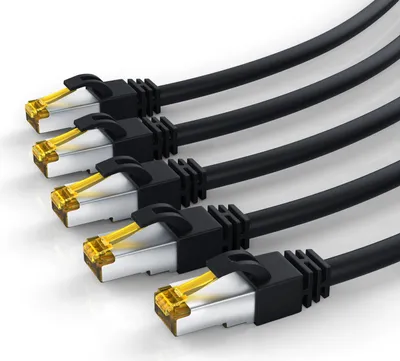Produktbild von Primewire 5x LAN-Kabel CAT.7, RJ-45 (Ethernet), Gigabit Ethernet S/FTP Netzwerkkabel, 10000 Mbit/s, Patchkabel - 0,5m