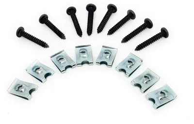 Lautsprecher-Montageset: 8 Schrauben + 8 Clips, schwarz
