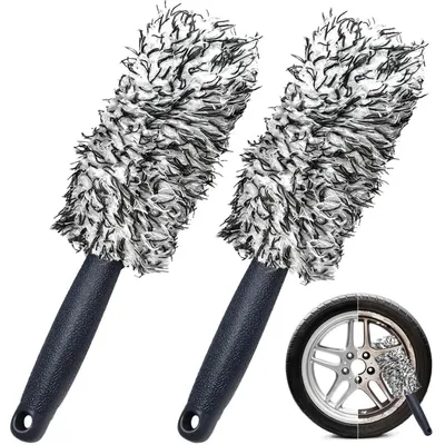 Immagine prodotto di Set di 2 spazzole in microfibra da 30 cm per la pulizia di cerchi in lega e cerchi in acciaio