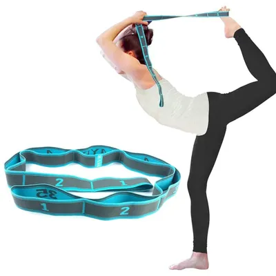 Produktbild von Yogagurt Stretchgurt Dehnungsgurt - 9 Schlaufen - 3,6 x 100 cm - Schwarz