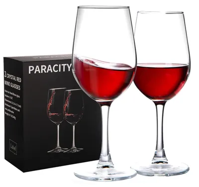 Produktbild von Rote Weingläser – Mundgeblasenes Glas – Set mit 2 Stück – 320 ml – Bleiarmutig