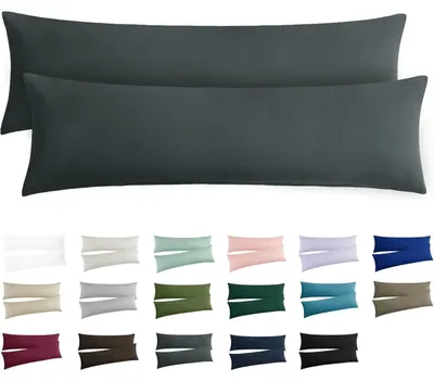 Produktbild von Kissenbezug 40x145 cm Grau 2er Set Mikrofaser mit Reißverschluss