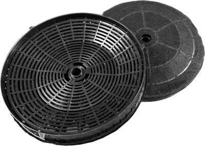 Two charcoal filters for a range hood, one in front of the other.