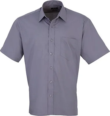 Produktbild von Premier Workwear Herren Popeline Hemd kurzarm PR202 steel 39,5 (15H)