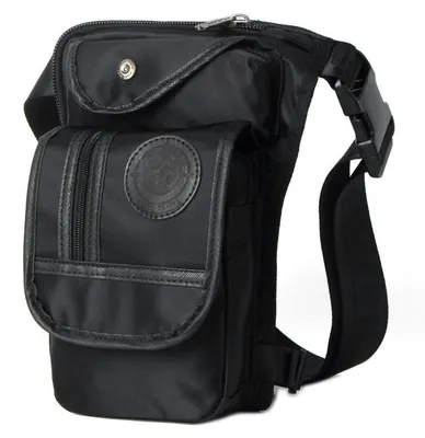 Image de Sacoche de selle en toile pour moto, sacoche de hanche, sacoche de ceinture, noir, 15x6x29 cm
