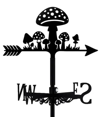 Metall-Windfahne Pilz schwarz 33,4x26,3 cm für Garten