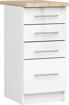 Produktbild von Küchenschrank mit Schubladen 40 cm VERMINA - weiß / weiß glänzend