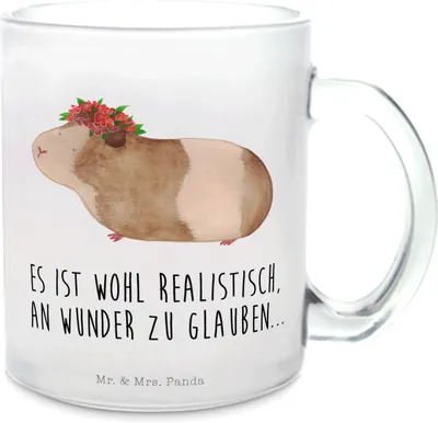 Produktbild von Mr. & Mrs. Panda Teetasse Meerschweinchen Weisheit - Transparent - Geschenk, Tee Tasse, Häferl, Motivation, Trinkglas, aus Glas, Spruch, Wunderland, Pott, Lustige Sprüche