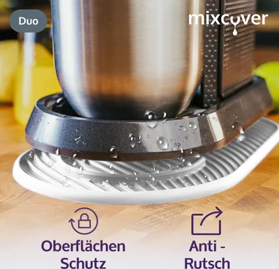 Produktbild von Mixcover Silikonmatte, Abtropfmatte, Untersetzer kompatibel mit SodaStream Duo, Tropfschutz Unterlage, Auffangschale, Abtropfschale, Anti-Rutsch aus Silikon - Farbe: Weiss