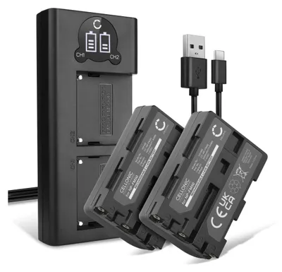 Immagine prodotto di CELLONIC 2x Batteria per Fotocamera Compatibile con Sony CCD-TRV106, CCD-TRV107, CCD-TRV108, NP-FM50  – (1600mAh, 7.4V) + Caricabatterie Doppio