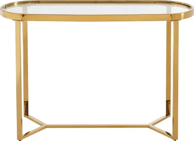 Produktbild von Konsolentisch aus gehärtetem Glas und verchromtem Edelstahl - Transparent und gold - JOLINY by Pascal Morabito