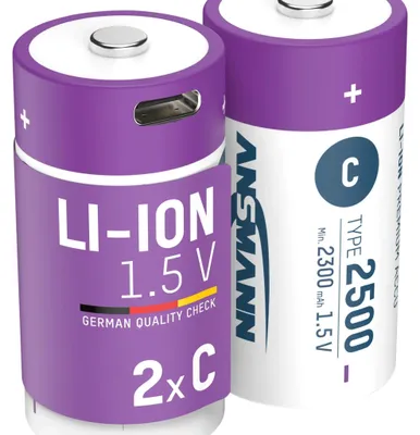 Obrázek produktu pro Ansmann 1313-0004, Dobíjecí baterie, C, Lithium-ion (Li-ion), 1,5 V, 2 kusů, 2300 mAh