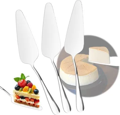 Produktbild von Ibenzoa® Edelstahl-Tortenschaufel Set (3 Stück) – 22,5 x 4,8 cm, gezahnte Kante, ergonomischer Griff, rostfrei & spülmaschinenfest