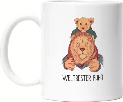 Produktbild von Weltbester Papa Tasse Spruch Löwenpapa Vatertag Geschenkidee Bester Papa Dad