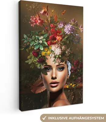 Obrázok produktu pre MuchoWow® - Plátno - Žena - Kvety - Farby, nástenná maľba, nástenné dekorácie obrazy obývacia izba, 60x90cm