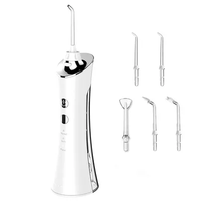 Produktbild von Munddusche, tragbarer elektrischer IPX7-Wasserflosser, 3 Einstellungen, 150 ml, 1500 mAh, 5 Düsen, reinigt zwischen Zähnen und Zahnspangen