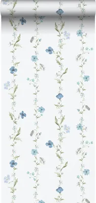 Immagine prodotto di Sanders & Sanders carta da parati fiori blu e bianco 53 cm x 10 m