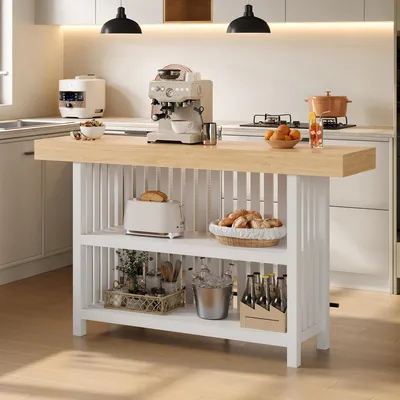 Immagine prodotto di Tavolino bar multifunzionale con ripiano a 2 livelli, poggiapiedi, design compatto, tavolino da cucina o da pranzo, colore bianco