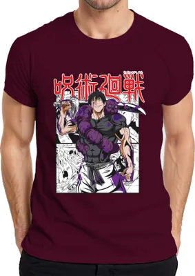 Produktbild von 呪術廻戦 Fluch Schwert Manga düster Anime Ästhetik Fan Geschenk Herren T-Shirt, Burgundy, L