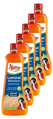 Produktbild von Poliboy Laminat Renovierer Glänzend 5er Set - 2,5L, Inhalt jeweils 500ml - Sofortversiegelung, Schutz & neuer Glanz