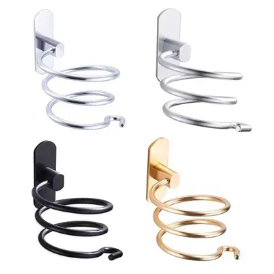 Produktbild von Wandhalterung für Haartrockner, aus Aluminium, mit Spiralbefestigung. Wandhalterung für Föhne, Badezimmer-Organizer und Aufbewahrungslösung für Badezimmer