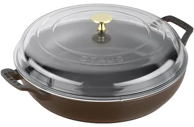 Produktbild von STAUB Schmorpfanne mit Glasdeckel, 30 cm | rund | Gusseisen | Chocolate