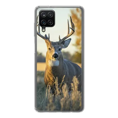 Produktbild von MuchoWow® Handyhülle Schutzhülle Hülle für Samsung Galaxy A12 Hirsche - Gras - Herbst - Geweih - Natur - Tiere Silikon Softcase Handy Hülle - Bild