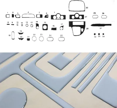 Image de Décoration intérieure Cockpit pour Renault Kangoo 2008-2025 Aspect aluminium 34pcs