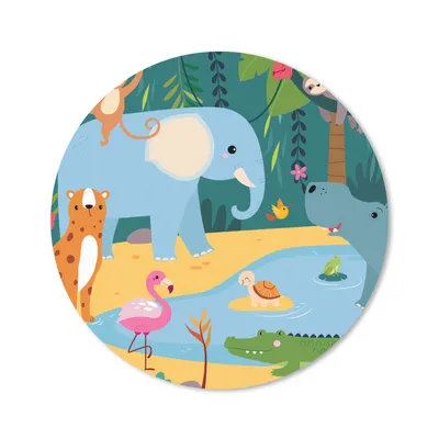 Produktbild von MuchoWow® Mauspad Mousepad Dschungel - Elefant - Tiere 20x20 cm - Mousepads - Maus Mat - Pad - Mausunterlage - Schreibtischmatte
