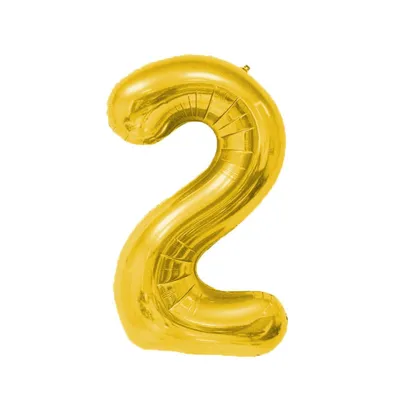 Image de Ballon en plastique chiffre 2, environ 100 cm, doré