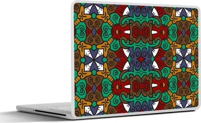 Produktbild von MuchoWow® Laptop Aufkleber Sticker Cover Afrika - Muster - Abstrakt - Grün 25x18 cm - Laptop-Deko