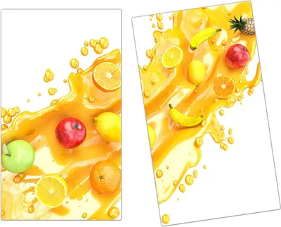 Produktbild von Spritzschutz Herdabdeckplatte Schneidebrett aus Glas Verschiedene Früchte 2-Teilig (60x52cm)