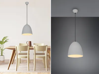 Produktbild von LED Pendelleuchte Moderne Esstischlampe Küchenlampe grau rund einflammig Ø 25cm