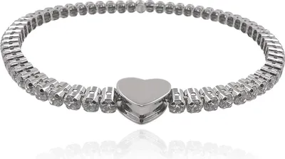 Produktbild von MARTIN1985 Dehnbares Damen Tennisarmband Herz 925 Sterling Silber 19cm Zirkonia mit Geschenkverpackung