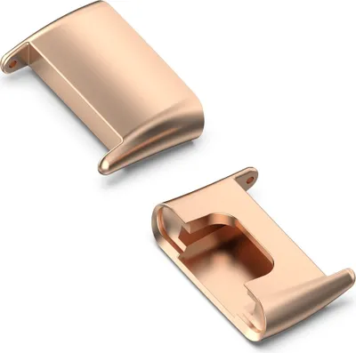 Two metal watch adapters for a Xiaomi Mi Band 7, shown from a diagonal angle on a white background.